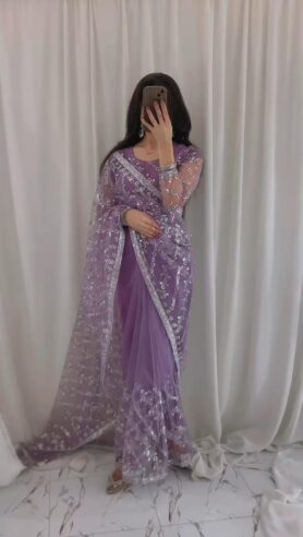 Lilac Stitched Saree